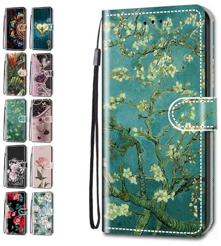 Leather Phone Case for Samsung Galaxy S23 Pattern Floral Hearts Butterfly Design Flip Wallet Cover with Card Slots Holder for Girls Boys - Apricot