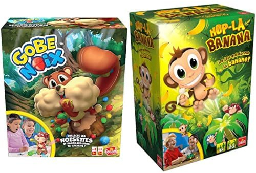 Goliath Gobe Noix - Jeux de Société Amusant pour Enfants - A partir de 4 Ans & Hop La Banana - Jeux de Société pour Enfants dès 4 Ans - Jeux d'Actions d'Adresse et Rapidité - Jeu du Singe Sauteur