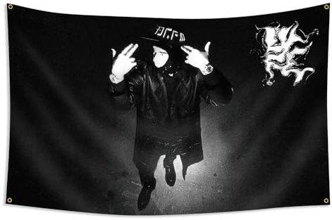 JOYUQUE Yea-t Tapisserie-Albumcover-Flaggen, coole Musikband-Poster, schwarzes Banner, 90 x 150 cm, für Studentenwohnheim, Dekoration, Wohnzimmer, Partys, Dekoration