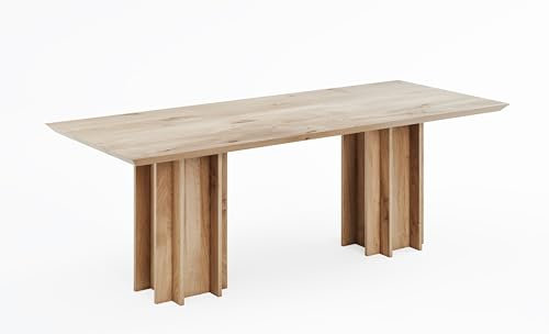 TOTOKO Esstisch/Esszimmertisch aus massivem Eichenholz | Küchentisch L220 x B100 x H76 cm | XXL Holztisch aus Massivholzplatte| Dining Table | Made in EU