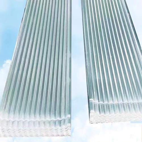 2.2mm Dicke FRP-Tageslichtplatte,Wellplatte Dachplatten Verkleidungspaneele,Transparente Regensichere Isolierung Stoßsicheren Profilblech mit Schraube Blech,für Carports (0.9x1.8m/35x71in,20 Pcs)