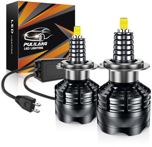 Pulilang H7 LED, 360 ° 30000 LM Lampadine Led h7,6500 K Luce Bianca Forte per Fari Alogeni Auto Anabbaglianti o Abbaglianti,IP68 Impermeabile,2 Set