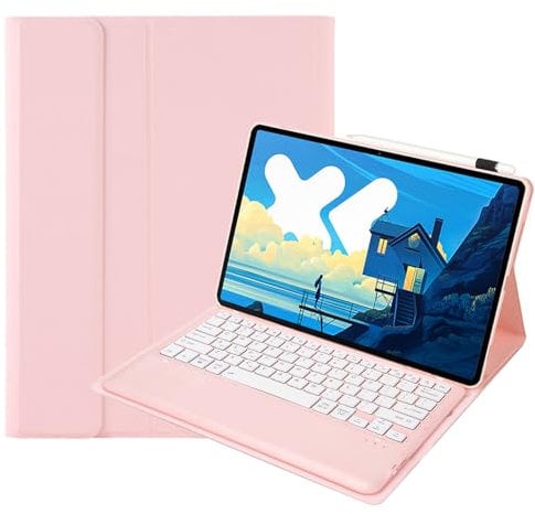 leleyo Tablet Keyboard Case for Huawei MatePad Pro 13.2 inch Smart Cover Magnetic with Removable Wireless Bluetooth Keyboard QWERTY for Huawei MatePad Pro 2023, Pink