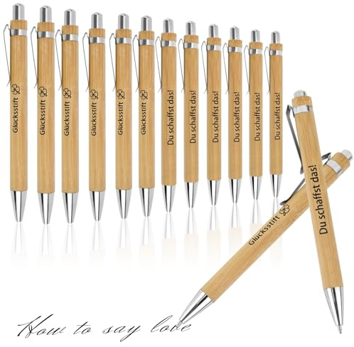 12 Holzkugelschreiber Personalisiert Gastgeschenke Hochzeit Schwarze Tinte | Motivationszitaten,Druckkugelschreiber Geschenkset,Ideal für Journaling,Schule,Büro Und Abschlussgeschenke Im Alltag