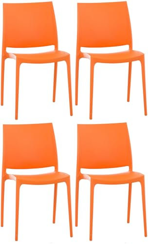 CLP 4er Set Stühle Maya I Wetterbeständige Stapelstühle bis zu 130 kg belastbar, Farbe:orange