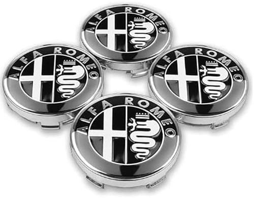 ZVUOPLGV 4 Nabenabdeckung, Für 60 mm Alfa Romeo 159 156 Giulietta Mito Giulia Spider Brera Radkappen Emblem Auto Radnabenkappen Felgen Aufkleber Dekoration Radkappen