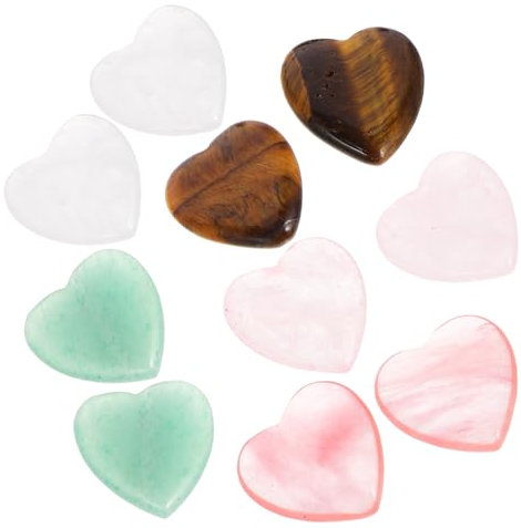 SEWACC 10pcs Heart Pendant Heart Crystals Heart Palm Pocket Heart Decor Heart Worry Stone Heart Ornaments Crystals Heart Thumb Rock Heart Shape Gemstone Heart Love Stone Heart Stones