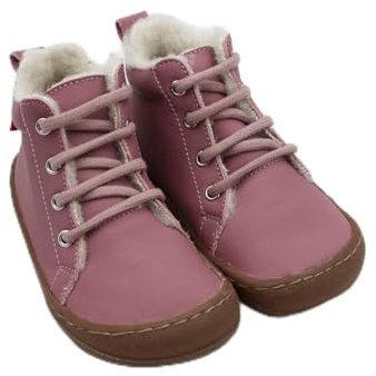 Pololo Kinder Barfuß Winterstiefel,gefütterte Kinderschuhe(Rose,24)