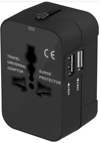 Adattatore Universale da Viaggio, Presa Internazionale Multipla USB Universale Protezione da Sovratensione, 2 Porte USB. Adattatore Spina internazionale, Travel Adapter Universal Spina US EU UK AUS