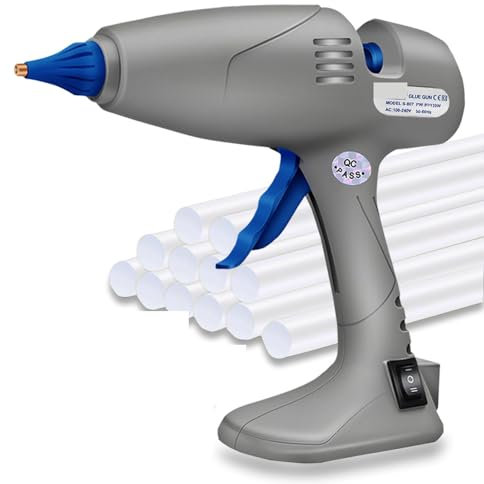 KAKAK Crafting Melting Glue Gun, 120W 80W Full Size Large Hot Glue Gun,Dual Power High Temp With Stand-Up Base 12 Long Glue Sticks Finger Caps for DIY Arts Quick Home Repairs