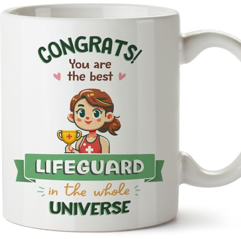 MUGFFINS Lifeguard Woman Mug - in English - Best in Universe Trophy - Funny Gift for Colleagues - Ceramic 11oz Mug