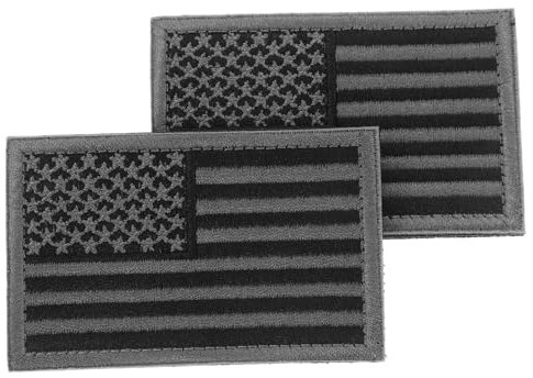 GLSTOY Flaggen Aufnäher Selbstklebend Amerikanische Flagge US Uniform Embleme Patches Dunkelgrau
