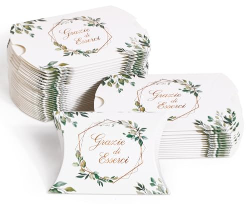 BOFUNX 50pcs Scatole Portaconfetti Matrimonio Scatoline Bomboniere Confetti Scatole Carta Regalo Grazie di Esserci per Promessa Matrimonio Battesimo Comunione Compleanno Festa