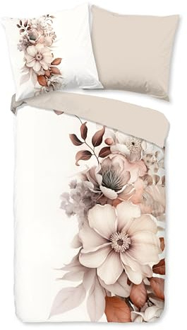 Good Morning Baumwoll-Bettwäsche 135x200 Vester Blüten Magnolie beige Sand 33187