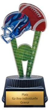 EBERiX POKALE – 15 cm American Football Pokal Trophäe Award mit Wunschgravur – Helm & Football aus Acryl auf schwarzem Sockel, leicht & stabil