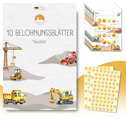 MINITALES Belohnungstafel Kinder – Belohnungssystem mit 10 Blättern & Stickern für Töpfchentraining, Routine & Aufgaben | Aufgabentafel & Routine Planer Kinder ab 3, 4, 6 Jahren