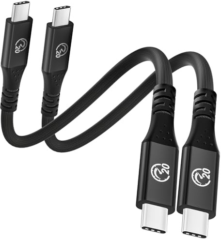 Short USB C to USB C Cable 30CM 2Pack, Flexible USBC 3.2 Gen 2x2 Cable | 20Gbps Data Transfer, Soft PD 240W Type C to C Fast Charging Lead, 5K/4K@60Hz Video Cord for iPhone 17 16, MacBook, Monitor