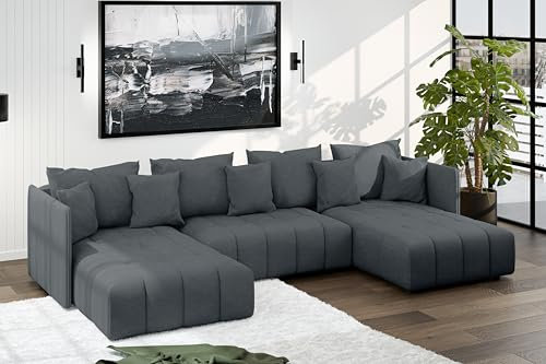 AXLIVING Mersino Ecksofa mit Bettkasten 353 cm grau Big Couch