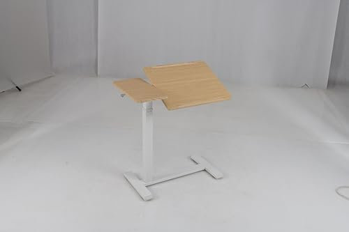 COSTWAY Pflegetisch mit versteckten Rollen, höhenverstellbarer Betttisch mit kippbarer Tischplatte & Kantenschutz, Krankentisch, Beistelltisch für Kranken- und Pflegebetten