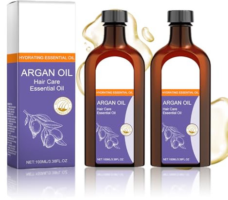 Moroccan Argan Oil Haarpflegeöl, Arganöl Haarkur mit Intensiv-Pflege, Hitzeschutz Conditioner für geschädigtes Haar, Nährendes Haaröl mit Pflegeessenz, gegen Frizz und statische Aufladung (100ml, 2pc)
