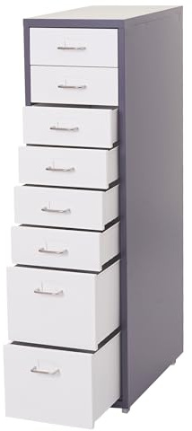 PROREGAL Rollcontainer Housten HxBxT 110x28x41cm 8 Schubladen Dunkelgrau Weiß Schubladenschrank Stahlschrank