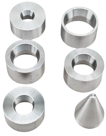 17° 5-teiliges Münzring-Klappschablonen-Set mit Edelstahlkegel | 5-teiliges 17° Edelstahl Coin Ring Schneideisen Set mit Klappkegel für präzise Reduktion, langlebige Pressverwendung