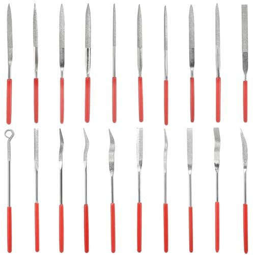 Set di 20 mini lime diamantate con impugnatura in gomma, set di lime per chiavi in metallo, per modellismo, set di lime diamantate per metallo, per strumenti di modellismo, stampa 3D