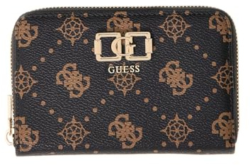GUESS Geldbörse Emelie Logo SLG Zip Around Wallet Espresso Logo Dunkelbraun
