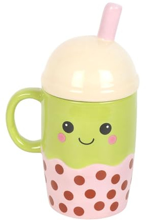 Something Different Wholesale Kawaii Bubble Tea Lidded Mug | Cute Novelty Cup | Lid and Straw Included
