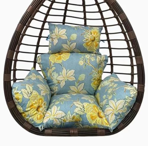 Cojín de asiento para sillón colgante, Cojín grueso for hamaca colgante con forma de huevo y reposacabezas, cojín suave for columpio(H)