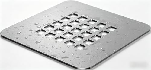 Rejilla Cubretapón para Plato de Ducha Stone, Acero Inoxidable, Fácil de Limpiar, Color Cromo Acero Cepillado, 125x125 mm