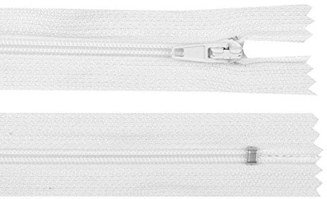 Schnoschi 10 Stück 35 cm Langer Spiralreißverschluss, Nicht teilbar, weiß, 3mm Laufschiene Reißverschluss