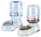 Flexzion Gravity Pet Food Water Feeder Dispenser Bundle Set (Small) for Dogs Cats Automatic Replenish Waterer Dry Food Storage Container Bowl, Small Medium Dog Cat Feeding Watering Fountain Supplies