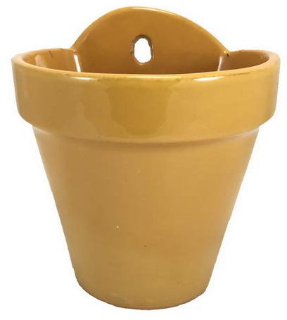 Maceta Colgante Maceta Colgar Pared Barro Esmalte Exterior (18 cms, Amarillo)