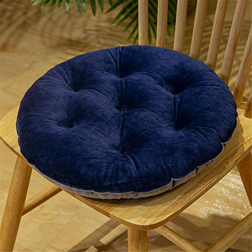Nicole Knupfer 2er Set Sitzkissen, Stuhlkissen mit Bändern, Samt Kissen Sitzauflage Stuhlauflage für Indoor und Outdoor (Dunkelblau,Rund 40 cm)