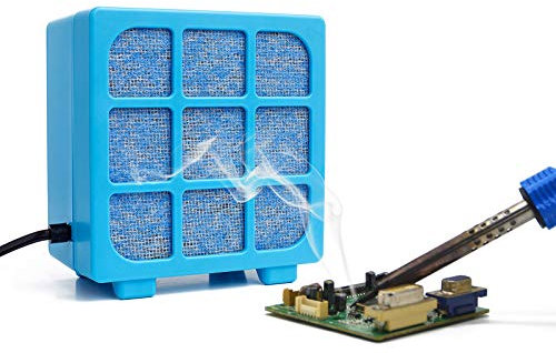 Solder Fume Extractor - MUIN 3 Stage Filtration Solder Smoke Absorber for Soldering and Wood Burning,Portable Soldering Fume Extractor Fan for Soldering Station (Blue)