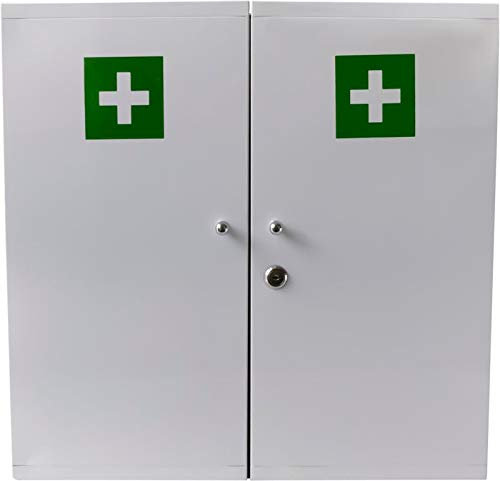 Armoire à pharmacie en métal avec 2 portes blanches pour montage mural