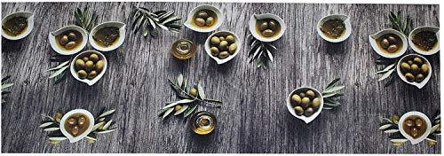 PERLARARA - Tappeto Cucina 80 cm, Passatoia Antiscivolo Lavabile 52x80 a Metraggio in PVC, Fantasia Olive