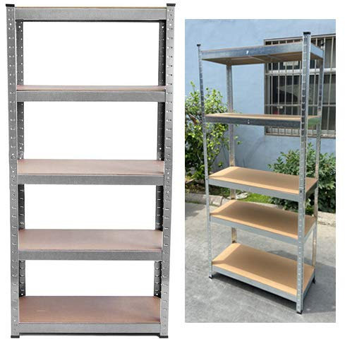 Shelving Units for Storage, Freestanding Boltless Racking, Storage Shelves Unit Workbench for Workshop Shed Garage Kitchen, Galvanised, H 180 x W 90 x D 40 Cm 5 Tier Shelf 875KG Capacity