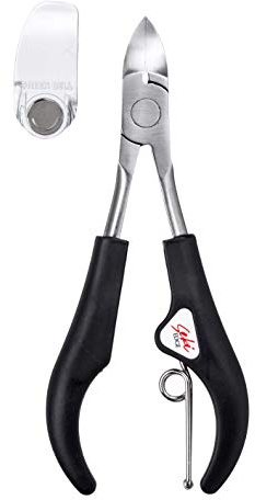 Seki EDGE SS-204 | Made in Japan | Nagelzange mit Schutzschild | Edelstahlklinge, Elastomer-Griff, Magnet-Schild | Für harte, eingewachsene oder verformte Zehennägel | 120 mm