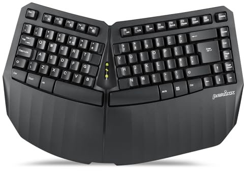 perixx PERIBOARD-613B Wireless Compact Tenkeyless Ergonomic Keyboard, 2.4G and Bluetooth Connectivity, for Windows 10 and Mac OS X, Black, UK QWERTY