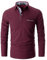APAELEA Men's Long Sleeve Polo Shirt Casual Rugby Shirts with Plaid Down Collar,Red,3XL