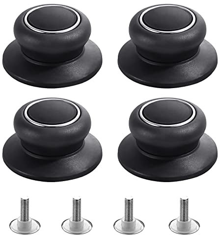 4Pcs Universal Pot Lid Top Replacement Knob,Heat Resistant and Prevent static electricity,Easy installation Kitchen Cookware Replacement Pan Lid Holding Handles. (Black)