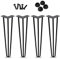 Ansobea Table en Épingle Hairpin Legs Lot de 4 Pieds de Table en métal Noir 12 mm Pieds de Table en Acier 3 Barres de 25 cm