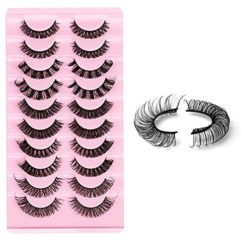 3D Faux Cils 10 Paires Volume Russe Bande Cils Aspect Naturel Cils Réutilisable moelleux effet Faux Cils DD Bouclés pour le Maquillage (JG-H5)
