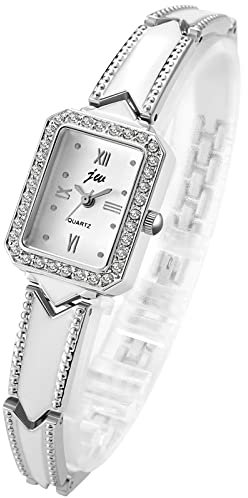 Avaner Montre Bracelet carrée à Quartz avec Strass/Montre pour Dame - Or Rose/argenté-pour Saint-Valentin/Noël/Maman/Mère/Girlfriend/Epouse (argent-01)