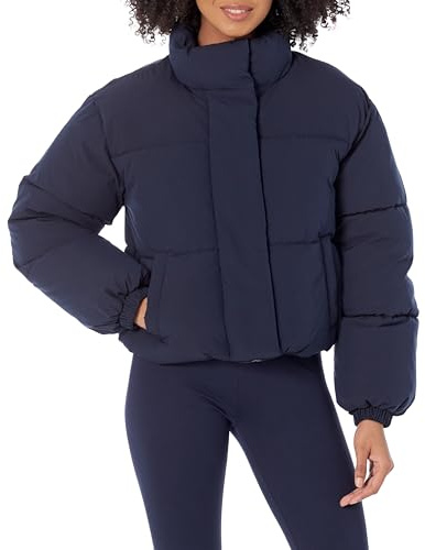 Amazon Essentials Women's Cropped Full-Zip Puffer Jacket (Quilted Matte or Sherpa Fleece)