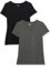 Amazon Essentials Maglietta con Scollo a v a Maniche Corte vestibilità Regolare Donna, Pacco da 2, Nero/Carbone Puntinato, XS