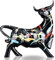 LCCCK Dekorative Bullenstatue, solide, bunte Stierfigur, Dekoration, moderne abstrakte Stier-Skulptur aus Kunstharz, geeignet für Innendekoration, Bücherregal, Tischplatte, Tafelaufsatz
