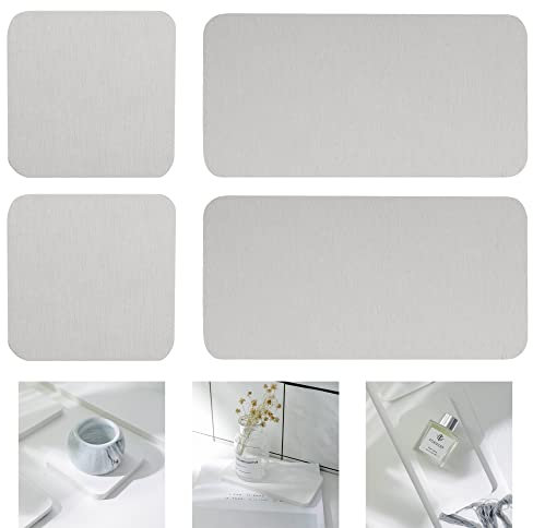 NiuYichee Set of 4 Water Absorbent Diatomite Coasters, Diatomaceous Earth Kitchen Soap Dish, Bathroom Trays, Water Absorbing Stone Used for Hand Soaps & Plants & Toiletries in The Modern Home